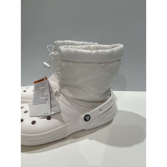 Crocs White Neo Puff Boots M10 W12 White Fleece Lined Comfort - Picture 2 of 13
